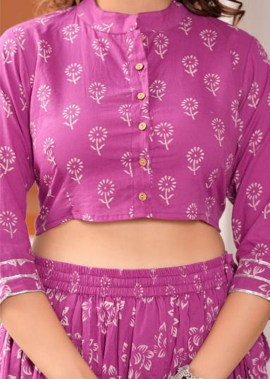 Mul Cotton Rose Pink Comfort Fit Lehenga Set