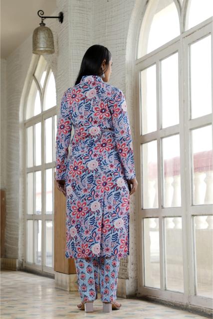 Lavender Cotton Shirt Collar Co-ord set