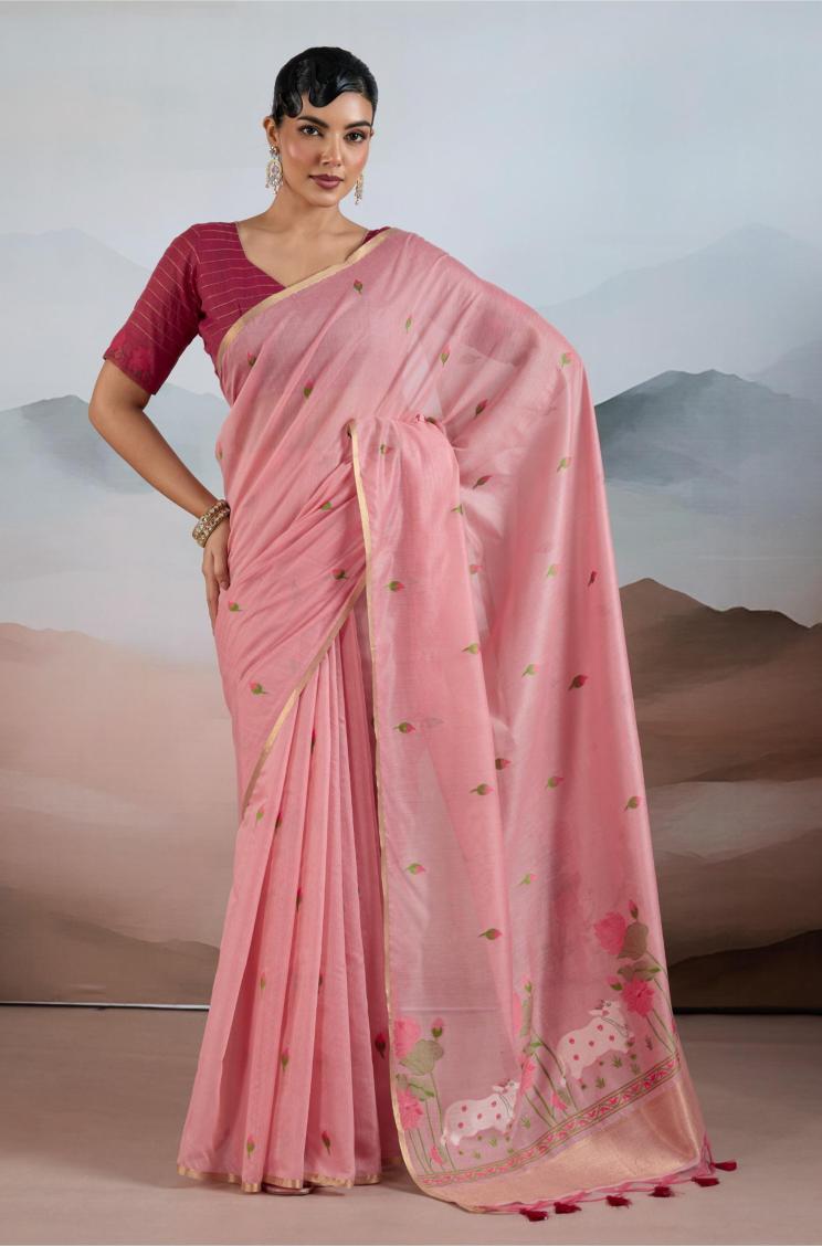 Peach Pichwai Saree