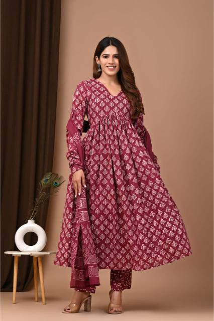 Maroon Anarkali suit