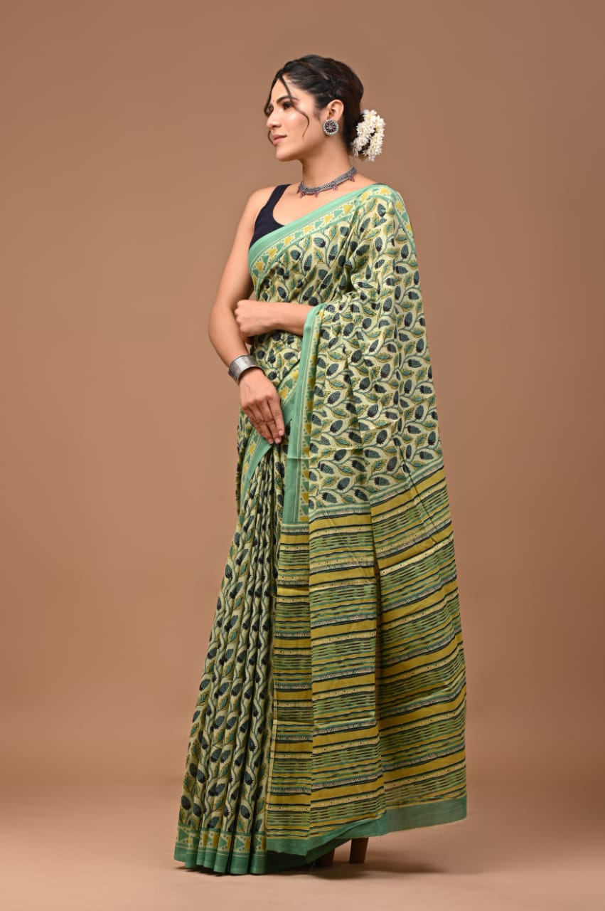 mul cotton saree, quirky print saree