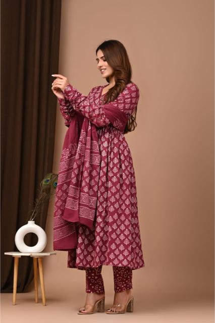 Maroon Anarkali suit