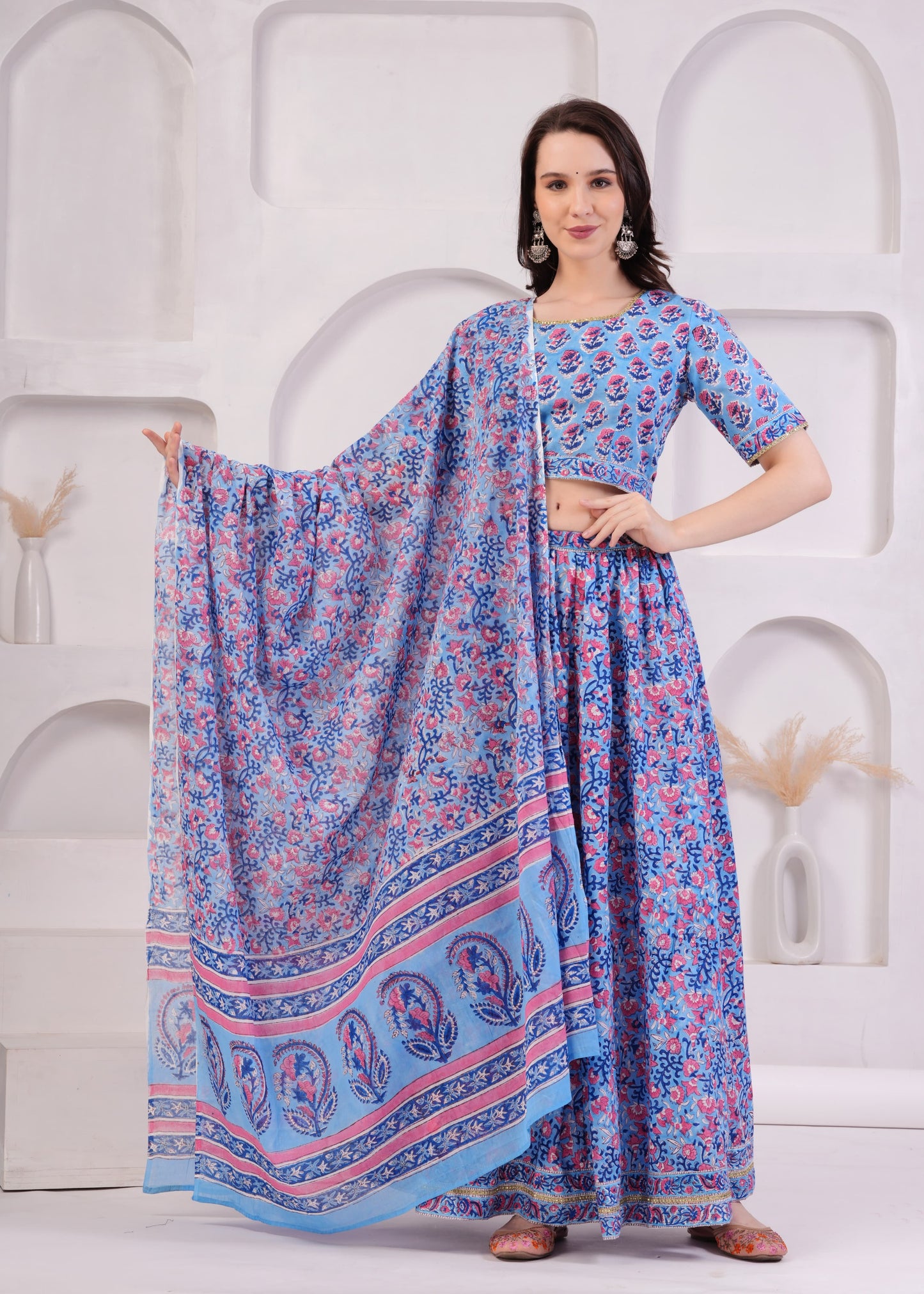 Lilac Mul Cotton Lehenga Set