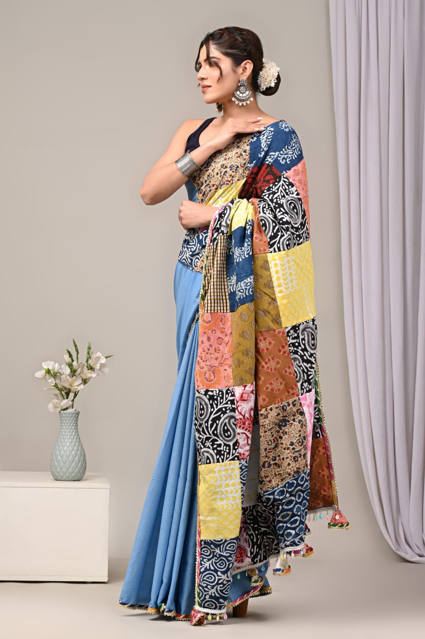 mul mul Cotton sarees, quirky print saree, Quirky saree