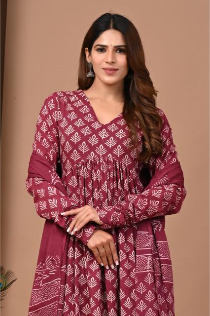 Maroon Anarkali suit