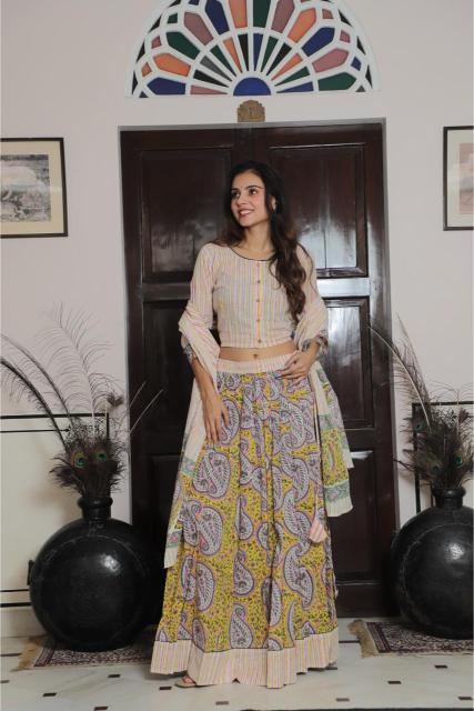 Lehenga Set For Navratri, Cotton Lehenga set, Mul Cotton Lehenga, Festive Special outfit, Lehenga , Pastel blue Lehenga