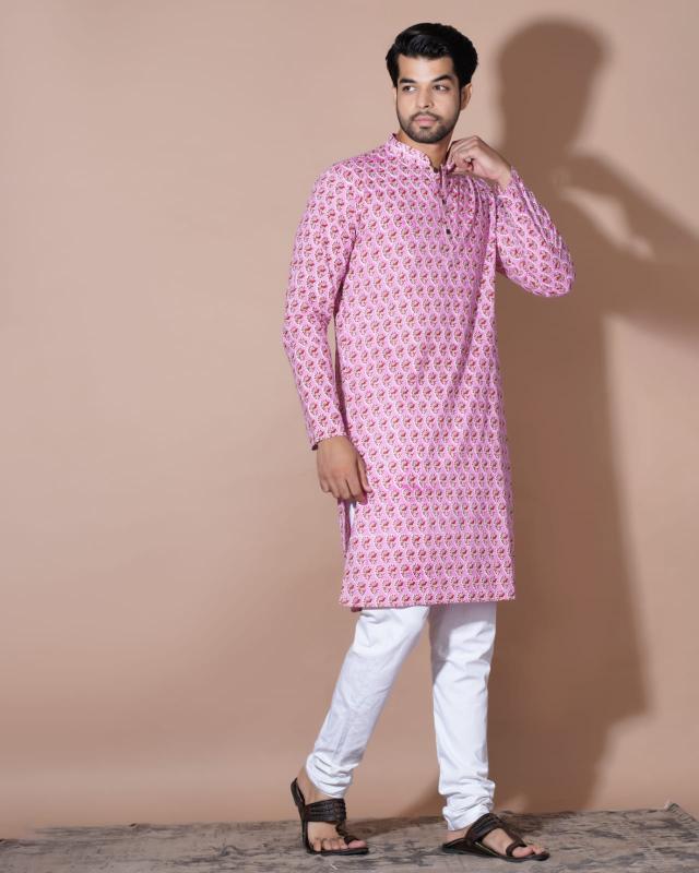 Pink Cotton Kurta