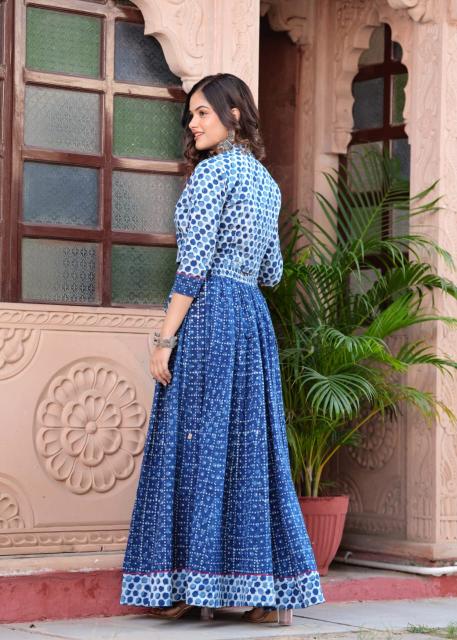 Mul Cotton Comfort Fit indigo Lehenga Set