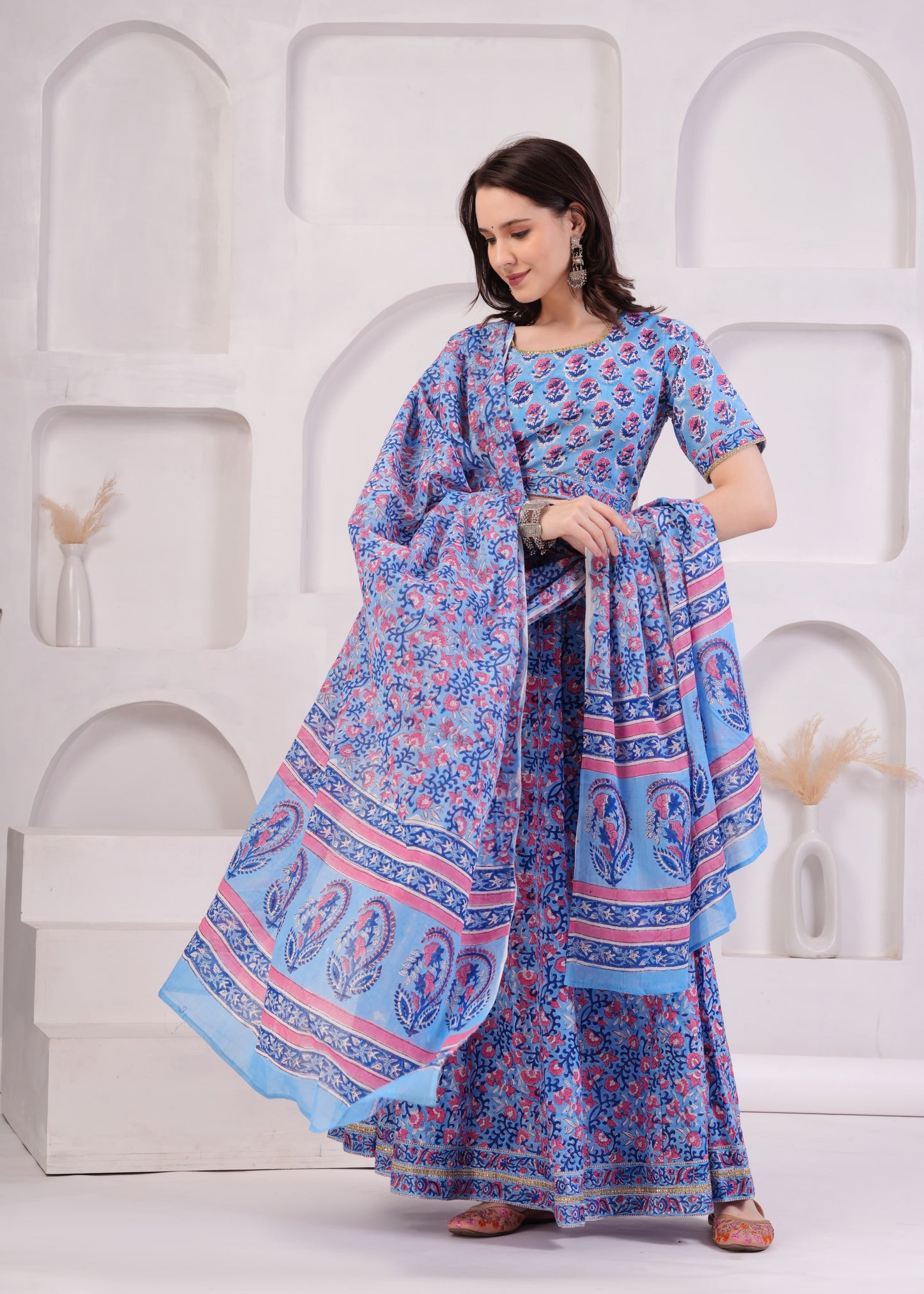 Lilac Mul Cotton Lehenga Set