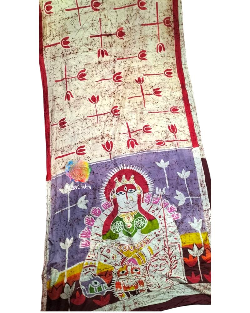 Lotus Batik Handpainted Durga Silk saree