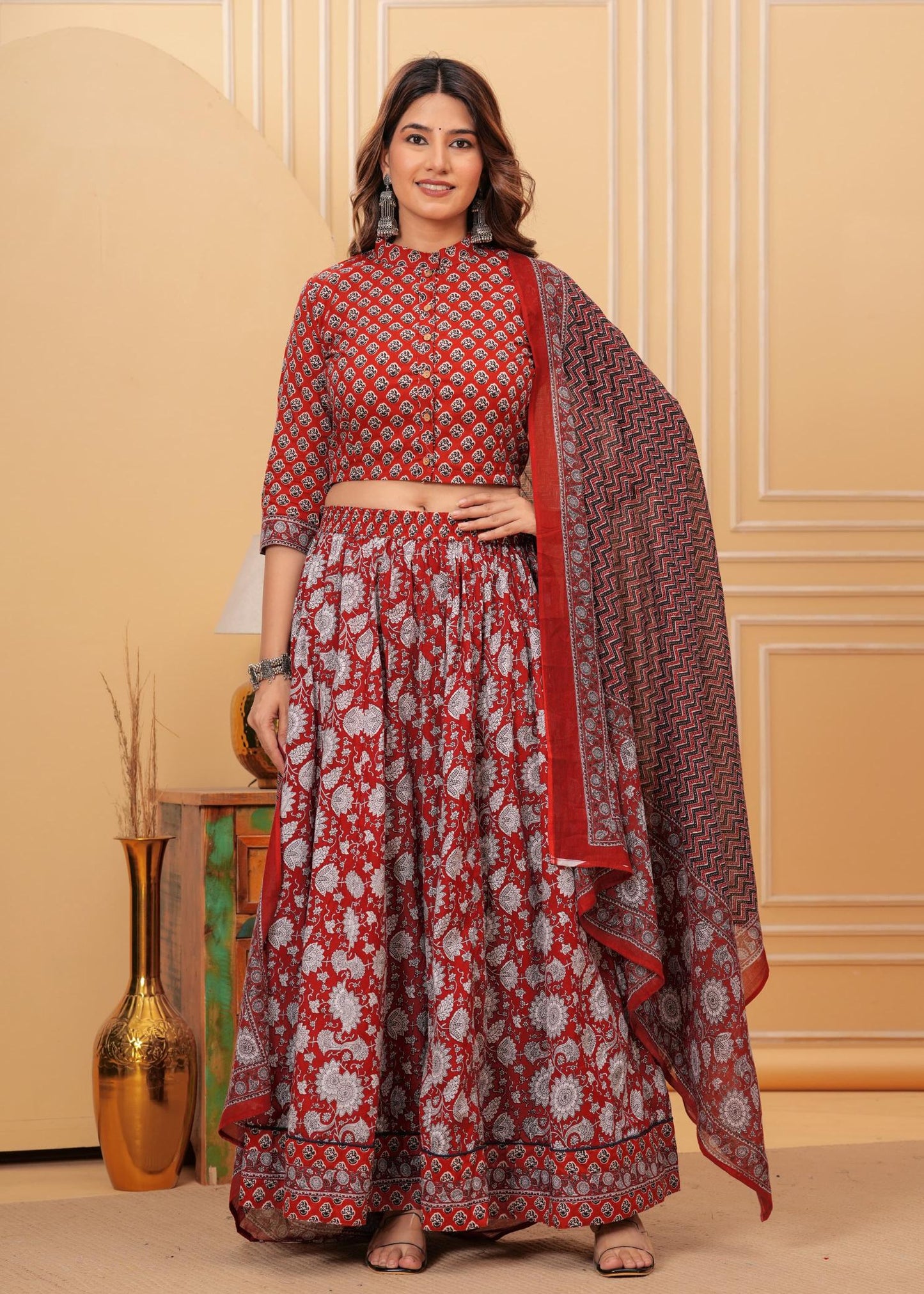 Pastel Mul Cotton Lehenga Set