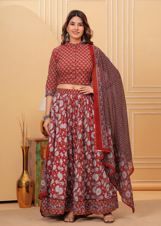 Pastel Mul Cotton Lehenga Set