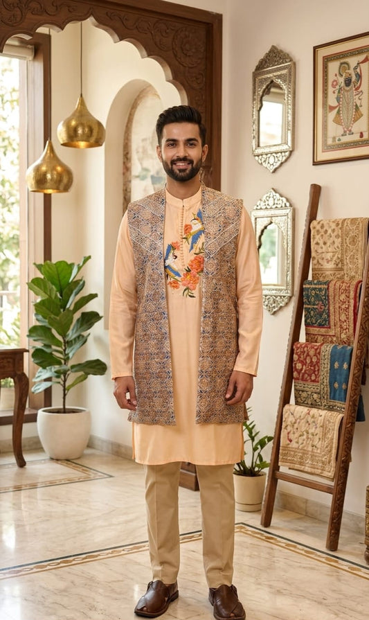 Luxury Hand-Painted Men’s Kurtas & Women’s Designer Gowns in Mumbai – The Art of Custom Stitching at Ranga Chakra