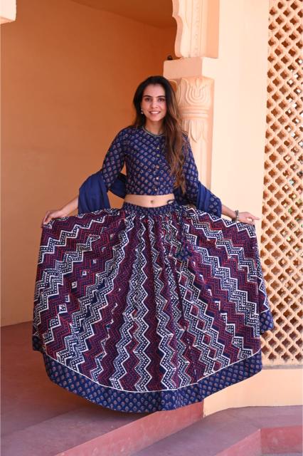 Zig Zag Cotton Lehenga Set