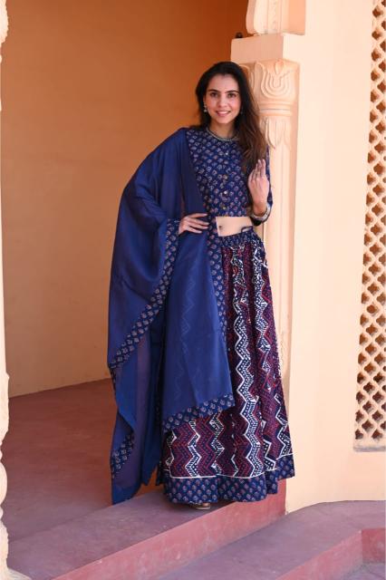 Zig Zag Cotton Lehenga Set