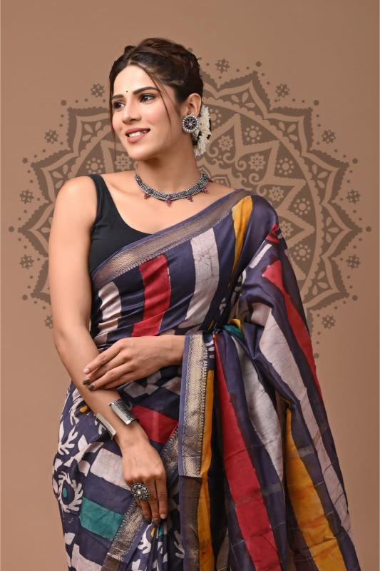 Striped Maheshwari Silk saree