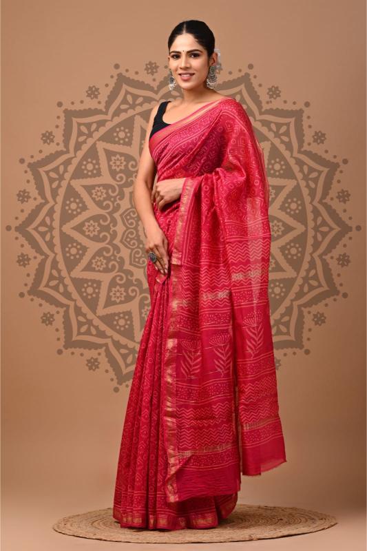 Red Maheshwari Silk saree