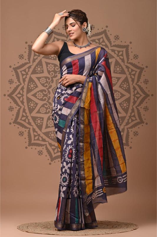 Striped Maheshwari Silk saree