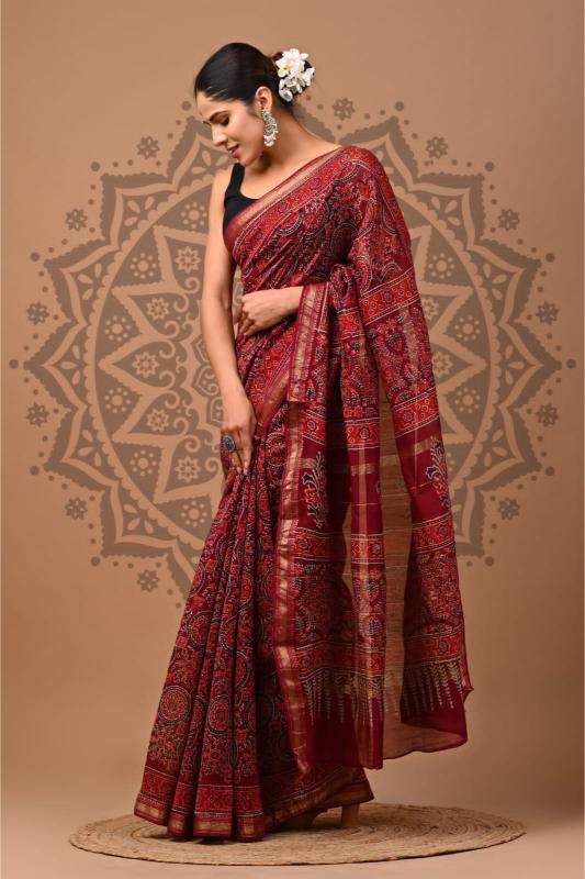 Maroon Silk saree