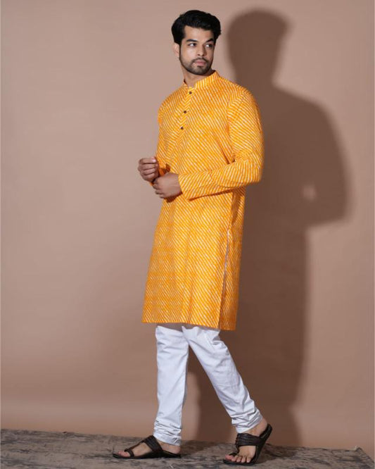 Leheriya Cotton Mens Kurta