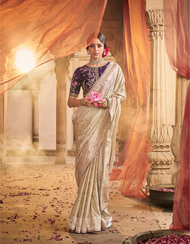 Royal Beige Pure Silk saree