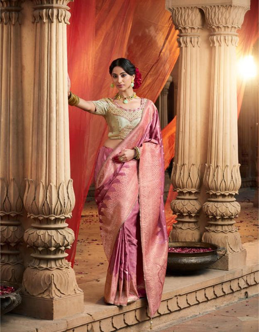 Rose Gold Pure Silk saree