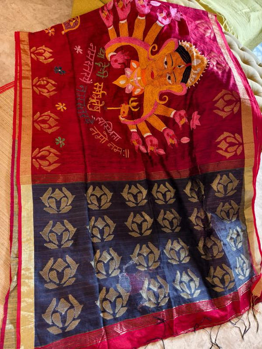 Durga Jamkantha Matka Silk saree