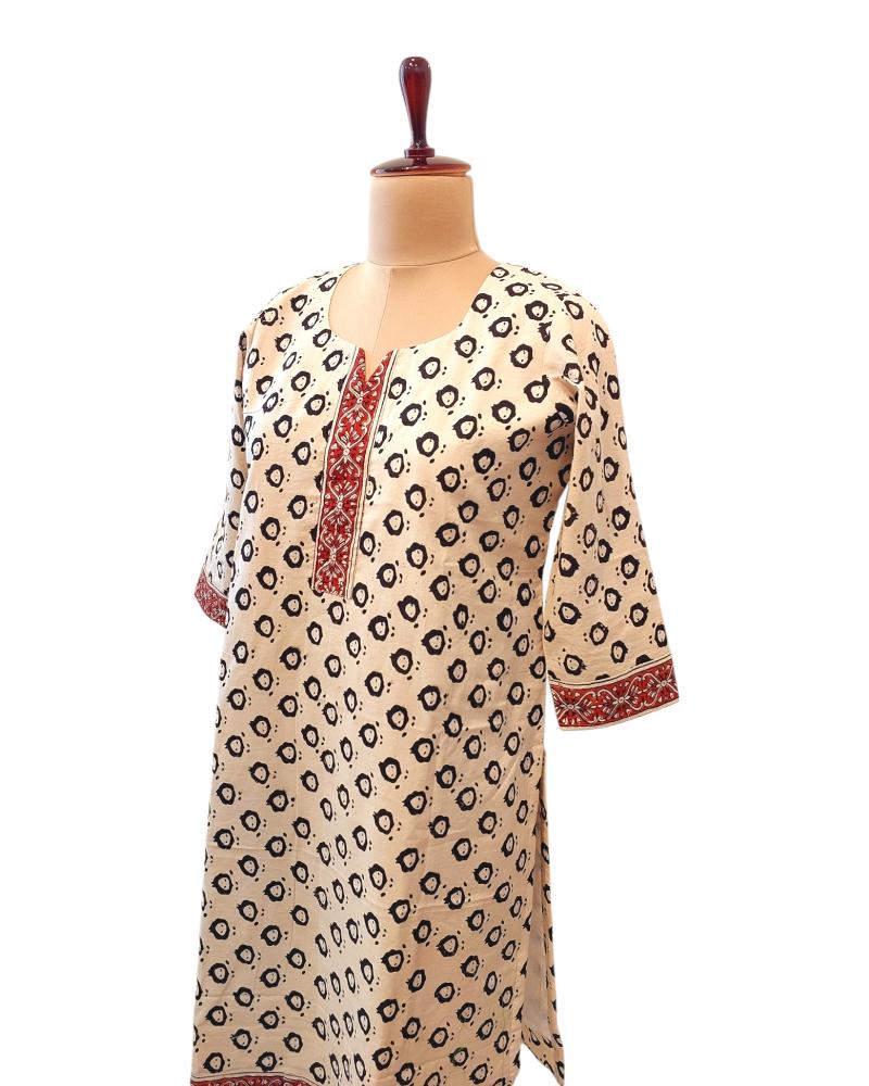 Mul Cotton Off white Kurta