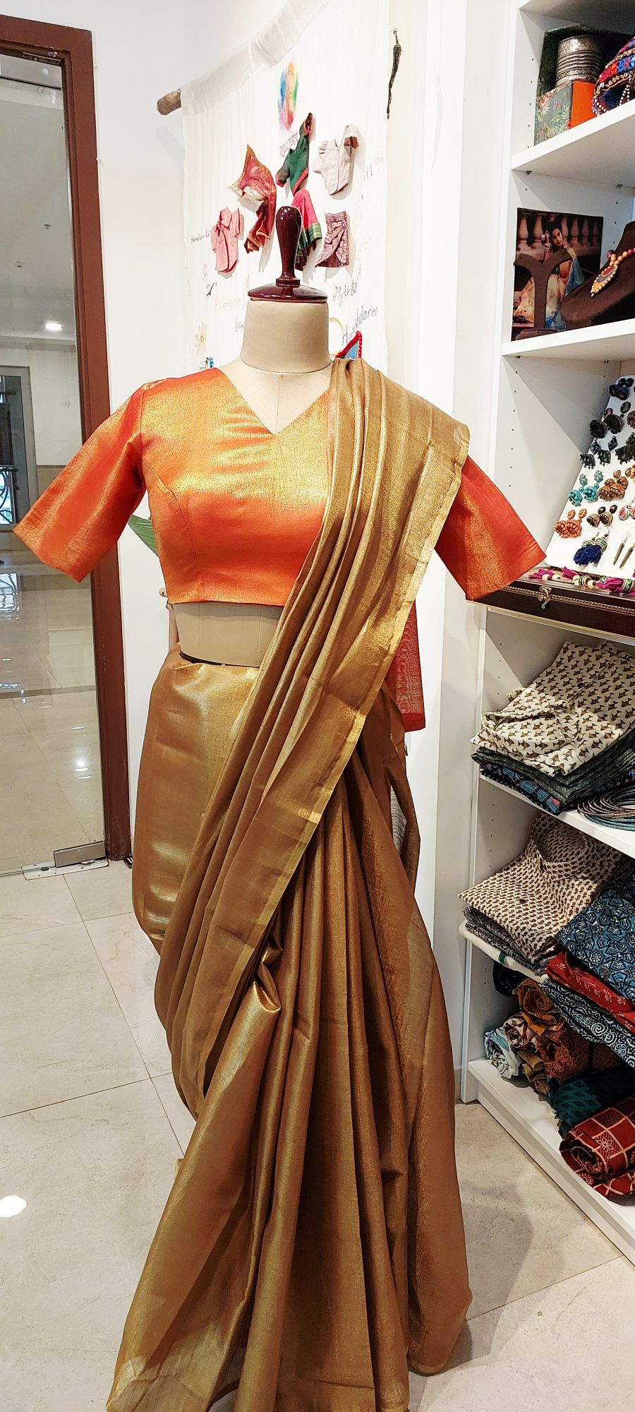 Golden Volcano Soft Tissue silk saree