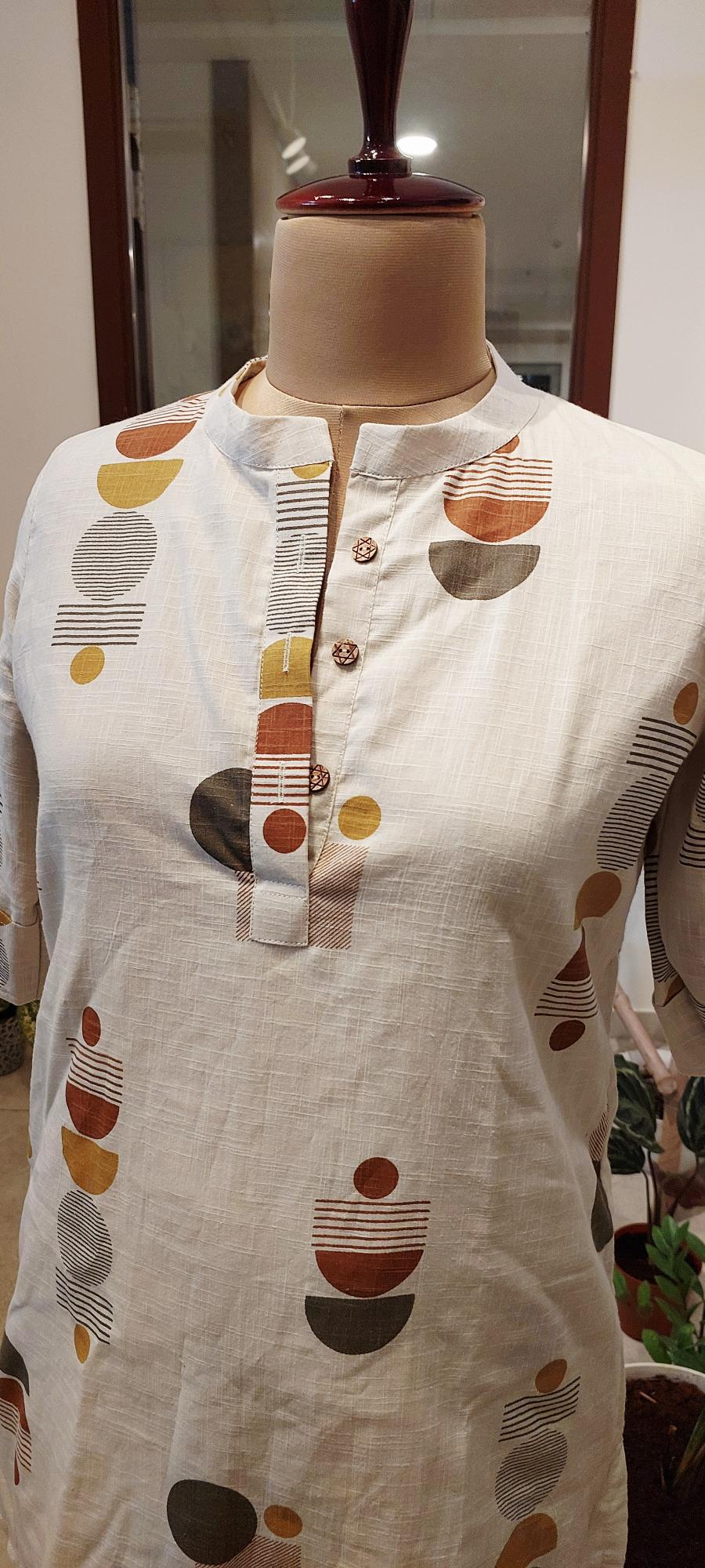 "Desert Arc" Co-Ord Set - Abstract Printed Cotton Tunic & Palazzos