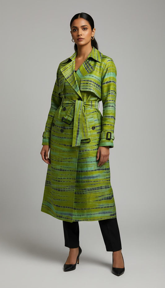 Ranga Chakra Shibori Trench Coat | Designer Jacket