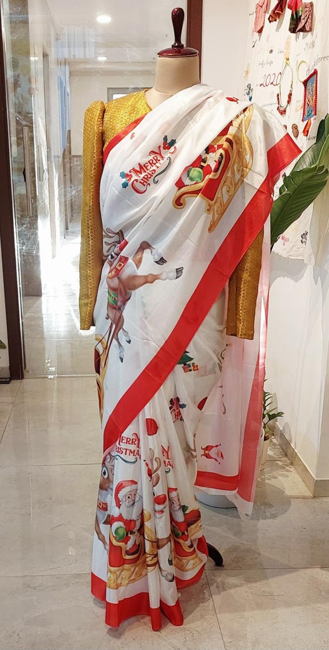 Merry Christmas Saree