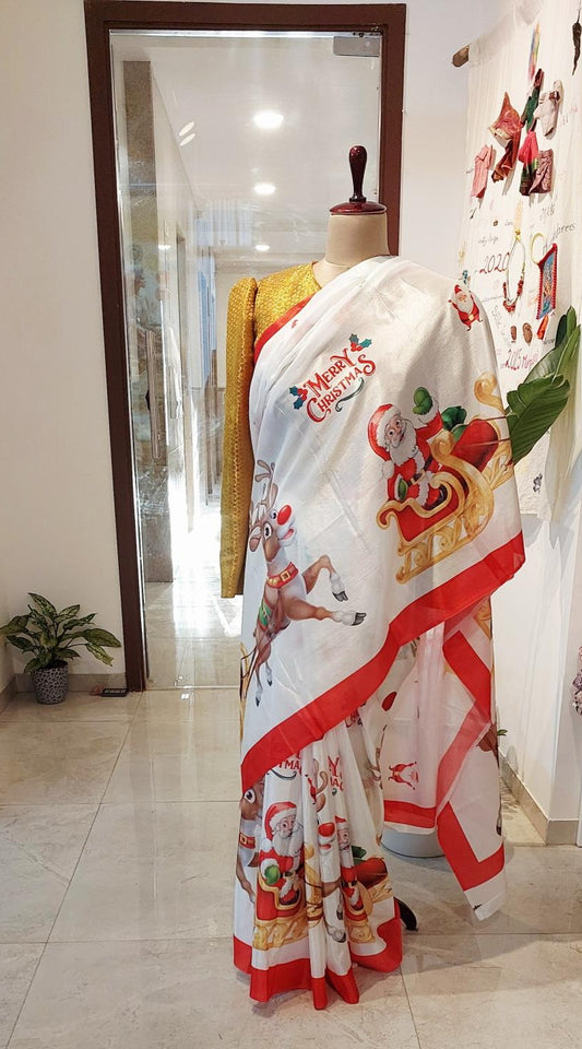 Merry Christmas Saree