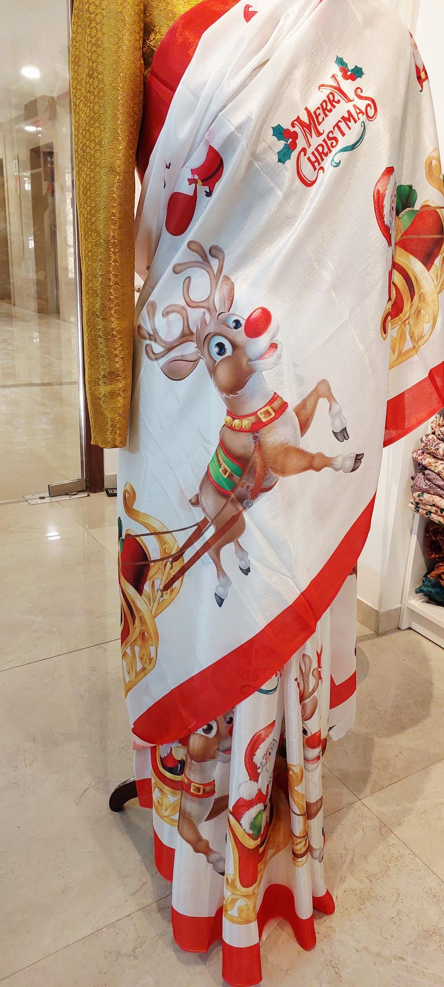 Merry Christmas Saree