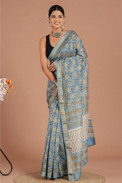 Baby Blue Maheshwari Silk saree