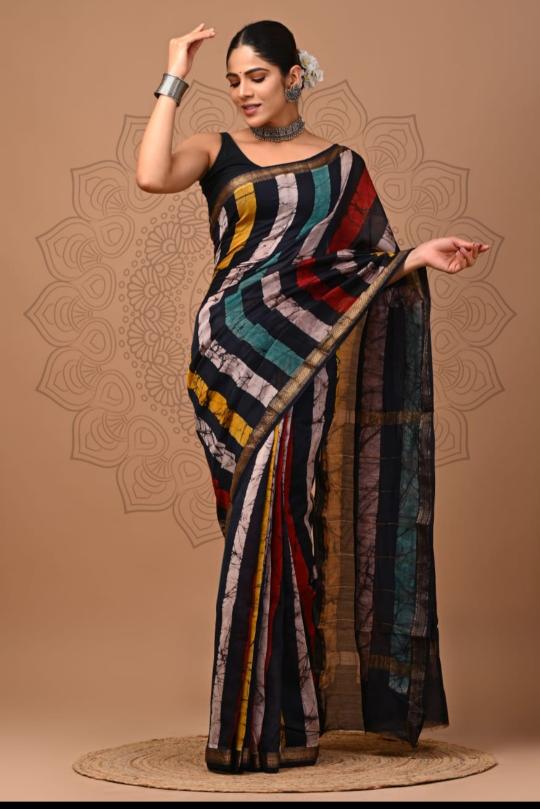 Striped Maheshwari Silk saree