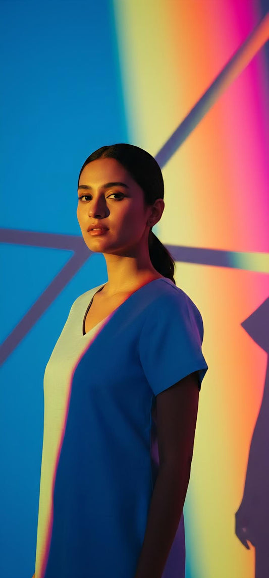 Effortless Sky Blue Linen dress- Sustainable V-Neck A-Line for Beach & Brunch