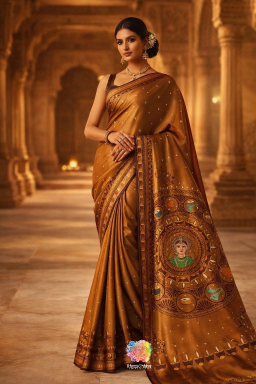 Pattachitra Tanjore Handpainted Saree