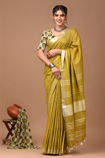 Olive Green saree