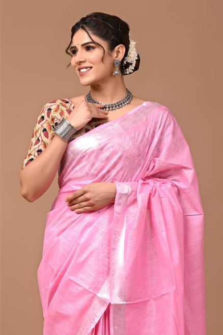 Milk and Rose Pink Saree