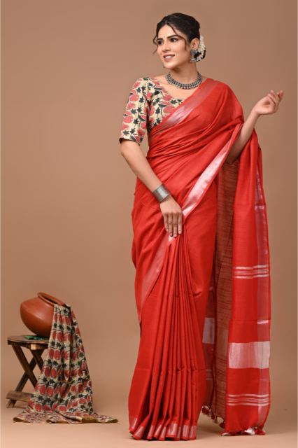Cherry Red Saree