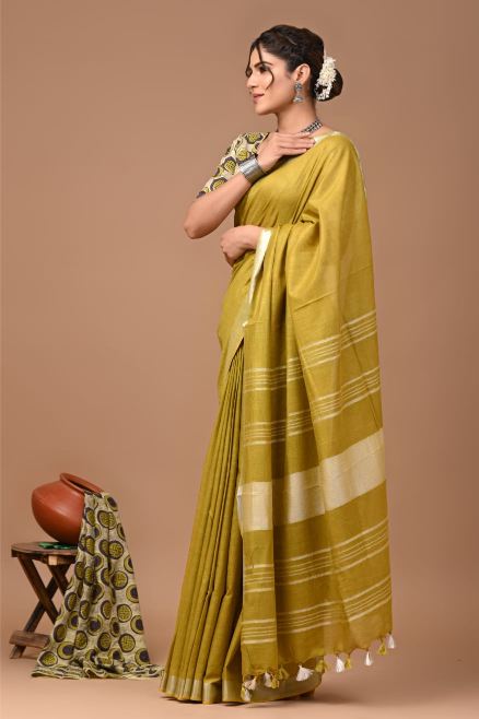 Olive Green saree