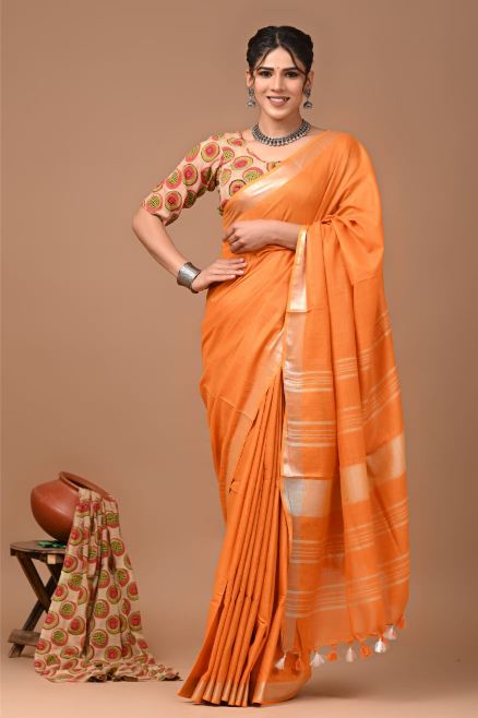 Coral Orange Saree
