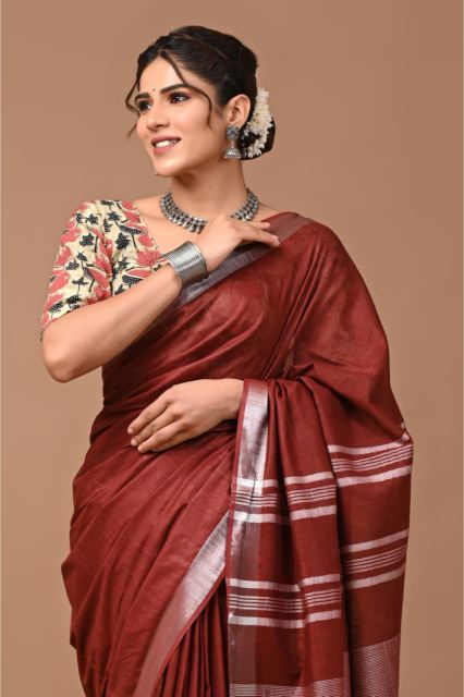 Brick Maroon Saree