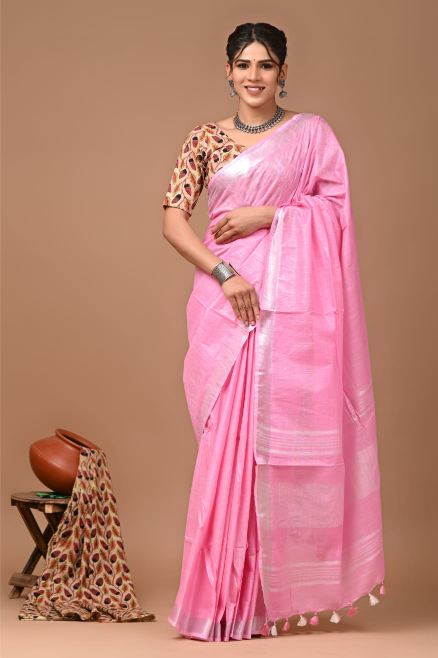 Milk and Rose Pink Saree