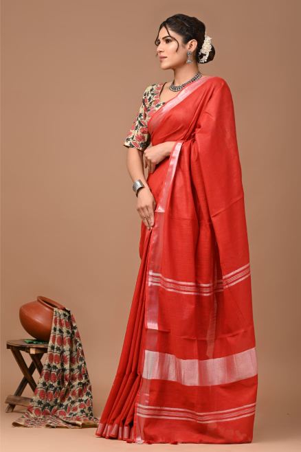 Cherry Red Saree