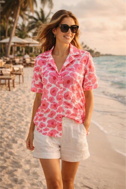 Pink Flower Quirky Shirt