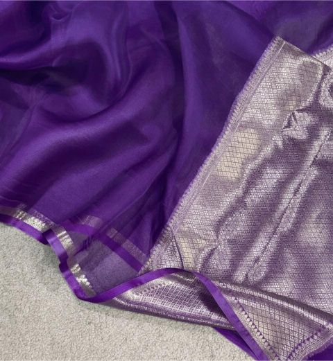 Purple Organza Silk Saree