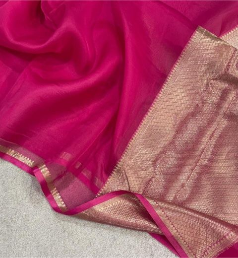 Hot Pink Organza Silk Saree