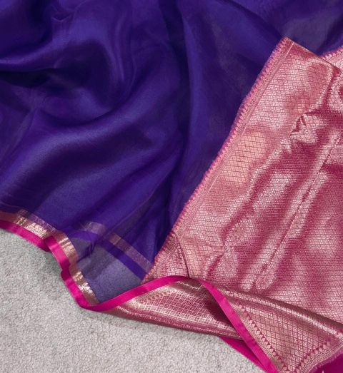 Purple Organza Silk Saree